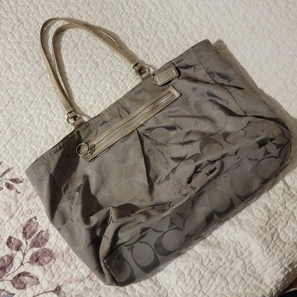 Coach Taupe Gabby Signature Tote